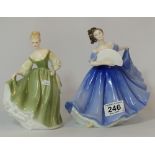 Royal Doulton figures Fair Lady HN2193 and Elaine HN3214 ( both seconds) (2)