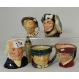 A collection of small Royal Doulton character jugs comprising of John Doulton D6656,