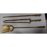 Quality Victorian Brass Companion Set consisting of tongs,