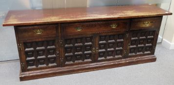 Large priory style oak sideboard 3 draws,