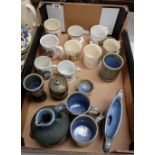 Collection of pottery to include various commemorative mugs, Irish wade decanters,