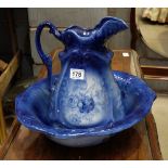 Ironstone blue & white Jug & bowl set