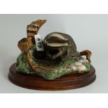 Royal Doulton model of Badger DA8 on wood base