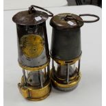 Eccles type 6  protector brass miners lamp and Wm Maurice " The Wolf" safety lamp  (2)