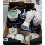 A collection of Aynsley china boxed items including vases, trinkets,