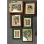 A collection of framed prints of flower arrangements etc (6)