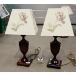 pair wood lamp bases with shades,