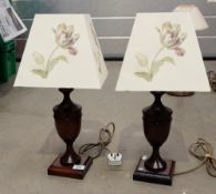 pair wood lamp bases with shades,