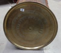 walnut folding table with round brass top