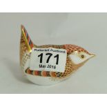 Royal Crown Derby paperweight Derby Wren with gold stopper,