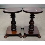 pair carved oak plantstands  (2)