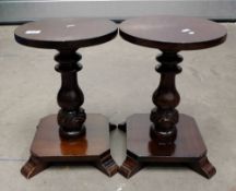 pair carved oak plantstands  (2)