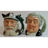 Royal Doulton large ETC character jugs Lawyer ( no back stamp) and Viking D6496  (2)