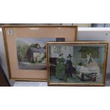 Watercolour painting Ravensdale cottages by J E Stanier and P D Millet canvass print in frame (2)