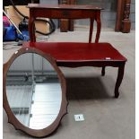 Mahogany coffee table and wall mirror   (2)