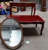 Mahogany coffee table and wall mirror   (2)