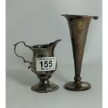 hallmarked early silver christening mug and trumpet vase (2)