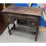 Victorian carved oak kneehole desk
