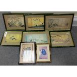 A Collection of Oriental framed prints (8)