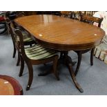 Reproduction Regency style extending  Mahogany dinning table and a set of 4 matching chairs (