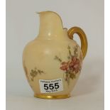 Royal Worcester blush jug decorated with flowers,