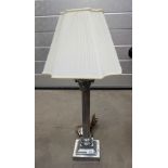Chrome column lamp base with shade,