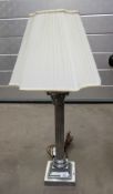Chrome column lamp base with shade,