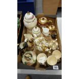 A collection of pottery to include Sadler gold tea set, Sadler lustre vases,