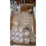 A collection of quality cut glass crystal ton include Whiskey decanter, champagne flutes,