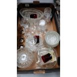 A collection of Glassware including cut & pressed glass vases, dishes,