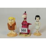 Beswick Flintstones figures Barney, Betty and Dino,