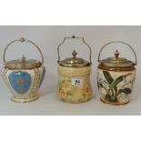 Carltonware floral biscuit barrel with EPNS silver plated handle and lid,