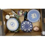 A collection of pottery to include Wedgwood jasper ware christmas plates, Portmerion plates,