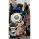 A collection of quality cut glass ware, Royal Doulton boxed collectors plates,