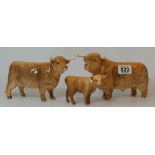 Beswick Highland Family comprising Bull 2008 (restored horns) ,