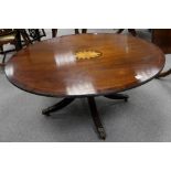 Reproduction Inlaid tip top table 53cm tall.