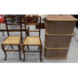 Pair Of Edwardian Mahogany Bedroom Chairs With Bergere Seats And An Old Suitcase (3)