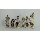 A collection of porcelain monkey music figures (6)