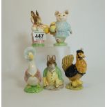 Royal Albert Beatrix Potter figures Sally Henny Penny, Jemima Puddleduck, Little Pig Robinson,
