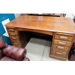 Large Oak Pedestal seven draw desk 82 x159x79cm