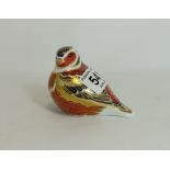 Royal Crown Derby paperweight Chaffinch with gold stopper,