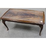 Mahogany Queen Anne Glass Topped Coffee Table