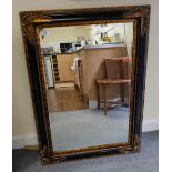 Antique Style Black And Gilt Wall Mirror