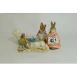 Royal Albert Beatrix Potter figures Hunca Munca sweeping, Poorley peter rabbit,