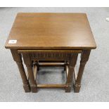 Oak Reproduction Linenfold Nest Of Two Tables