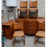 1930's Carved Oak Dining Room Suite Comprising a Sideboard,