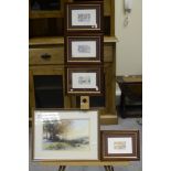 Framed watercolour of a landscaped scene signed Sonier plus 4 small framed prints of Singapore