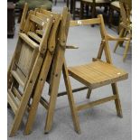 Four wooden deck chairs with integrated arm rests (4)