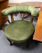 Upholstered bedroom chair on Queen Anne legs