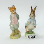 Beswick Beatrix Potter figures Foxy Whiskered Gentleman and Peter Rabbit both BP4 (2)